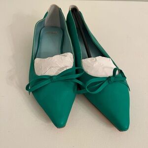 Frances Valentine Paige Green Leather Flats